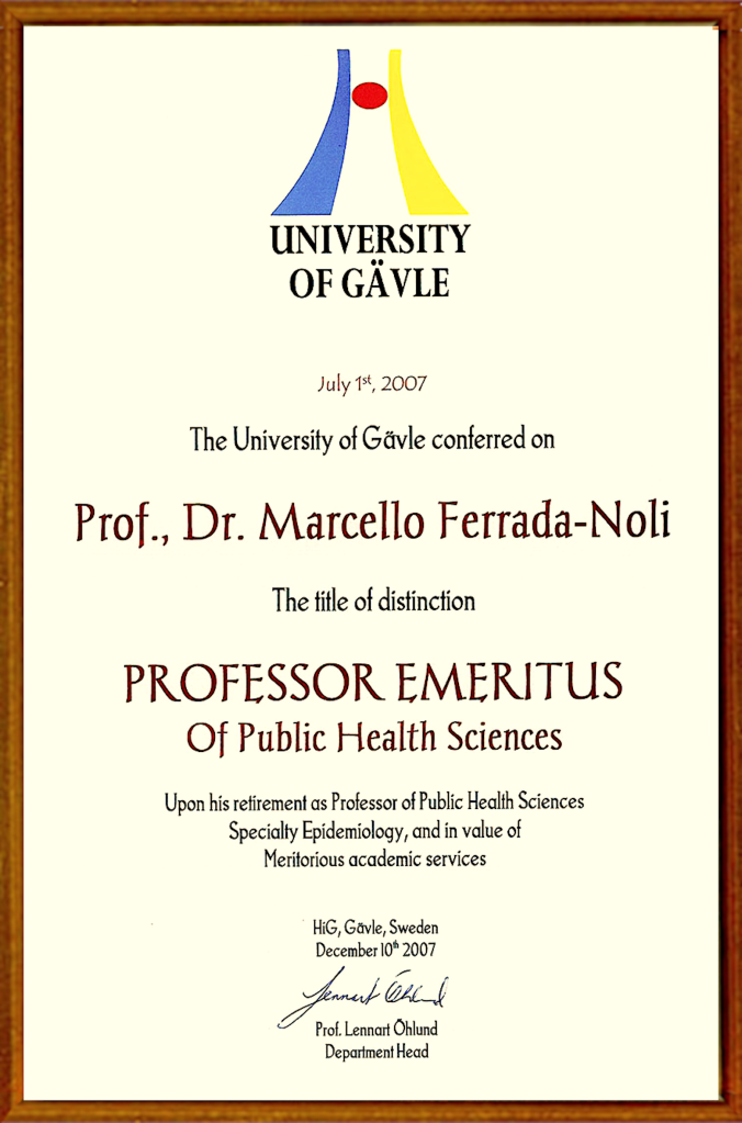 This image has an empty alt attribute; its file name is diploma-professor-emeritus-marcello-ferrada-de-noli-2007.png